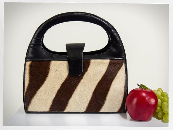 Retro 60s Purse, Vintage Handbag, 60s Pony Hair Pu