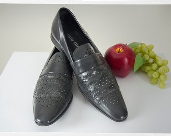 靴 miumiu archive 90s square toe loafers Miu Miu Loafers Mules Square Toe 90s 00s Archive