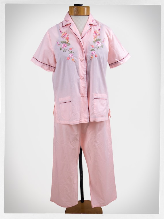 Retro 90s Pyjamas, Oriental Lounge Wear, Pink Pyj… - image 2