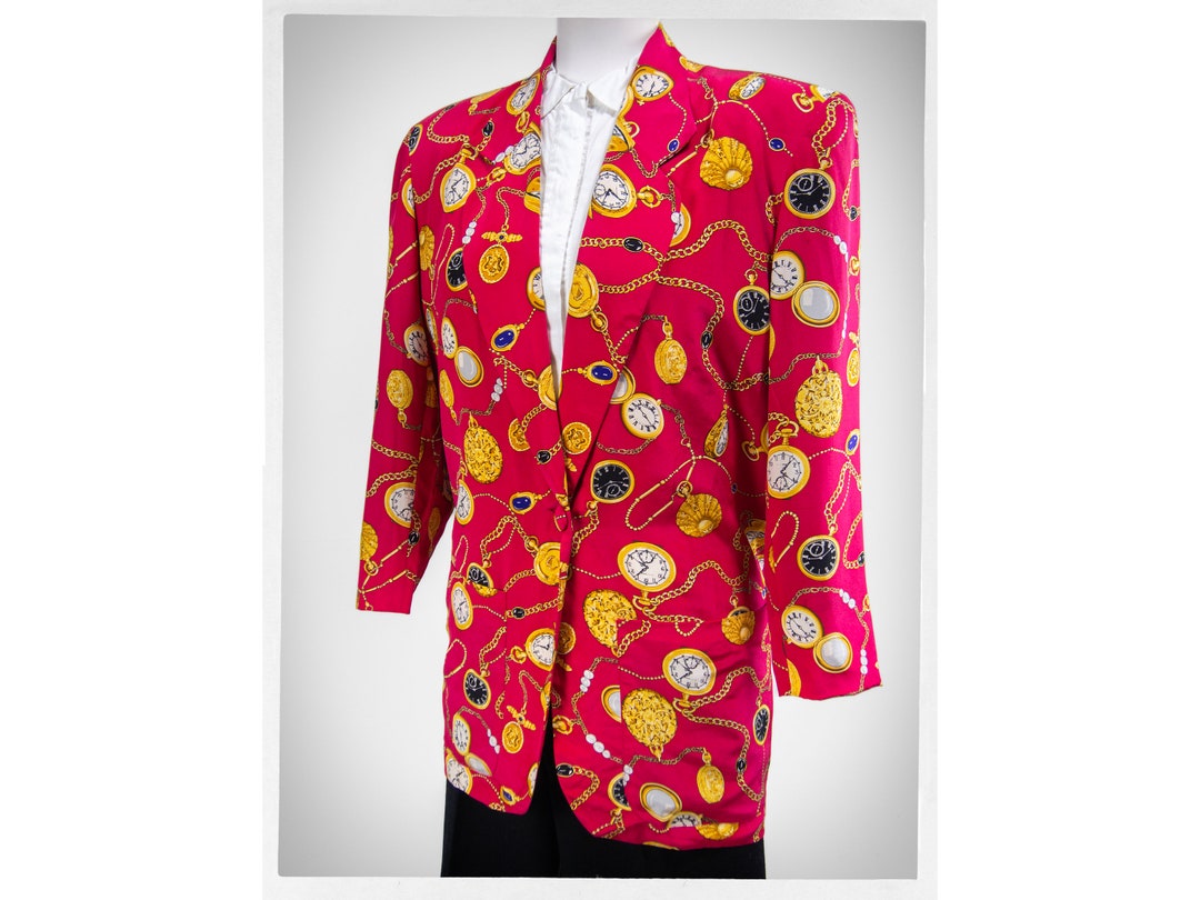 Silk Jacket Barock Blazer Damen Vintage 80s Jacket, 80s Baroque