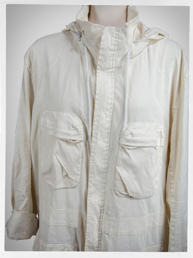 Vintage 90s LACOSTE Coat, Street Fashion, White Army Style Coat, Designer Coat, Street Fashion, LACOSTE White Coat, Mens Vintage Fashion image 4