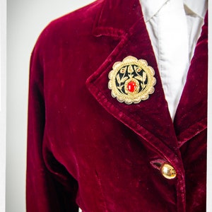 Retro 90s Velvet Jacket, Burgundy Jacket, Cocktail Jacket, Vintage Fashion, Boho Chic Fashion, Romantic Fashion, Silky Velvet Jacket, Y2K bild 4