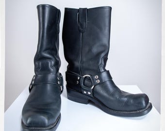 VINTAGE / 80's ～ USA engineer boots 6E Vintage Chippewa Brand Black Leather Engineer Work Motorcycle