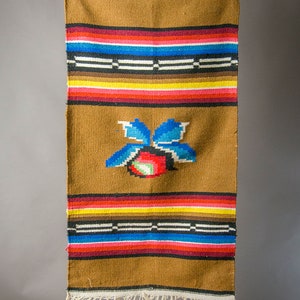 Vintage 80s Serape Hand Crafted Medium Weight Wool Mexican Wall Hanging, Vintage Mexican Hand Woven Wool Serape