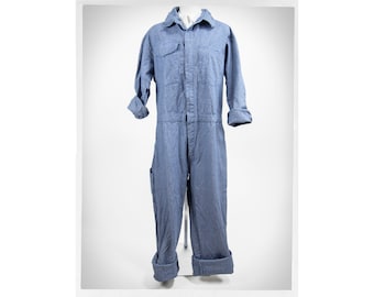 【60s】Wrangler denim coveralls deadstock 60s Blue Bell Deadstock Wrangler Herringbone Coveralls Jumpsuit