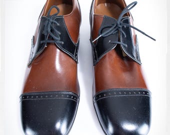 OLD STOCK Square Toe Shoes, 60s Leather Mens Shoes, Vintage 70s