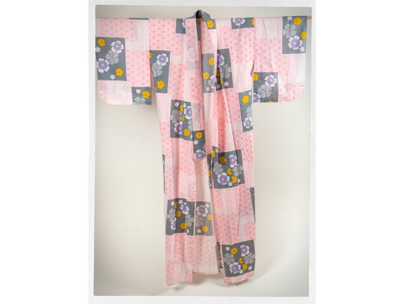 Retro Cotton Kimono, Dressing Gown, Floral Cotton
