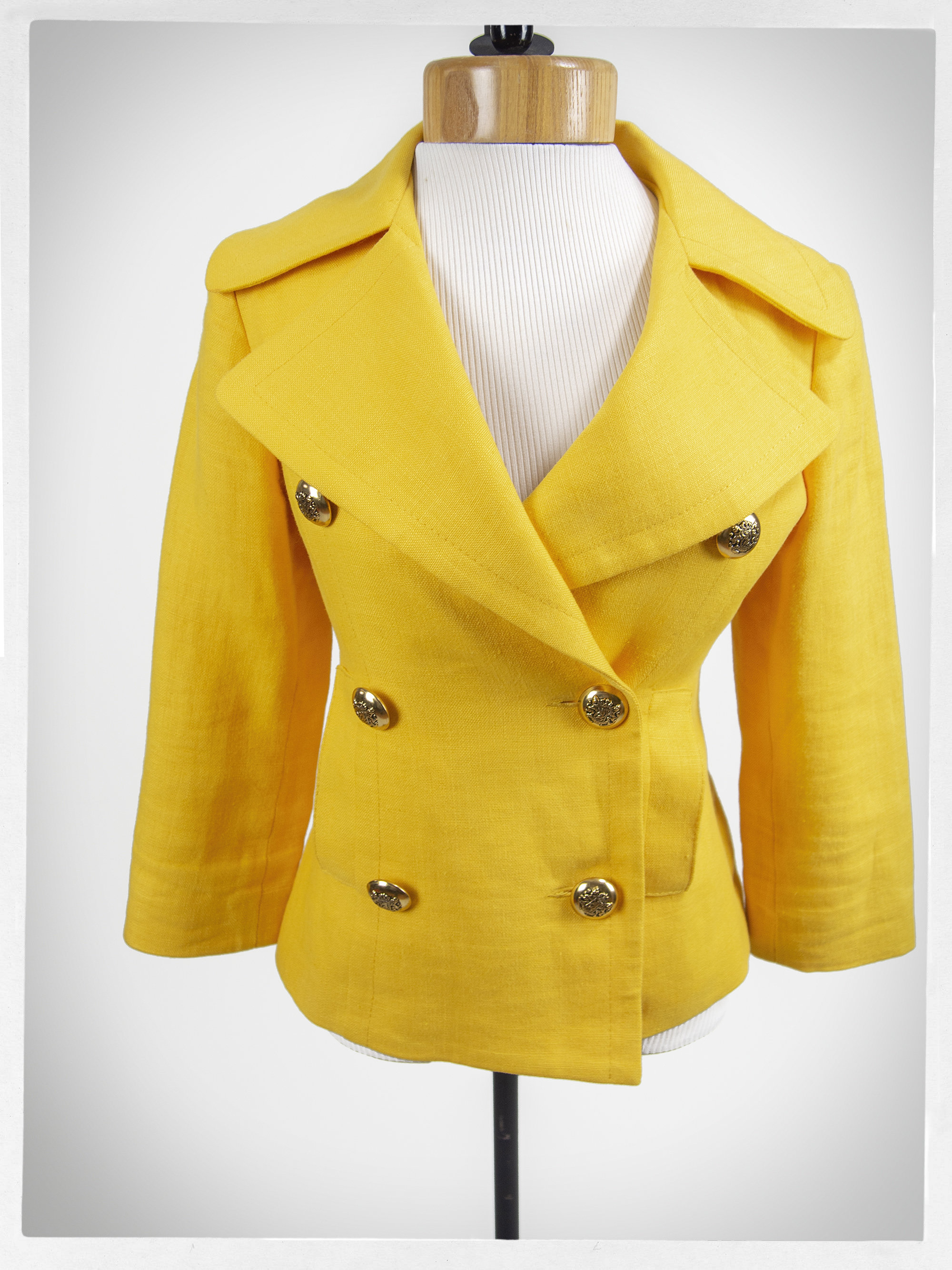 60s Style Blazer Yellow Linen Jacket Vintage Fashion | Etsy