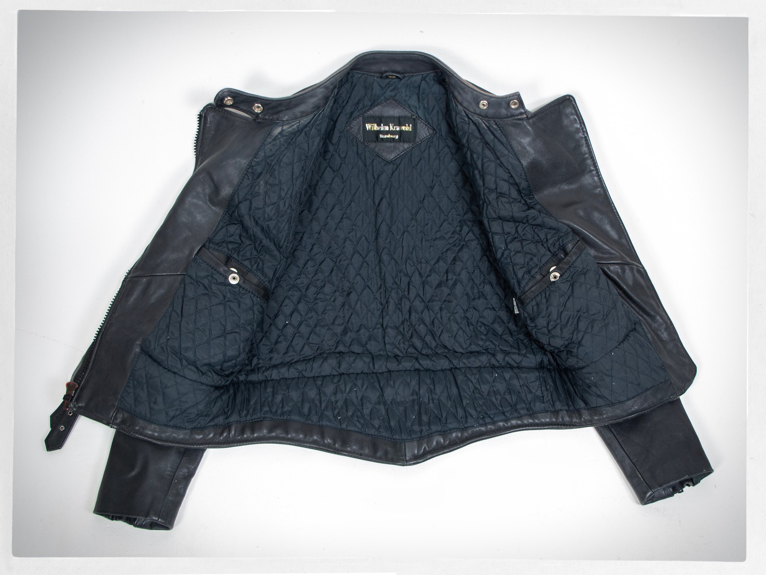 Retro 90s Leather Cafe Jacket, 80s Motorcycle Jacket, Rockabilly