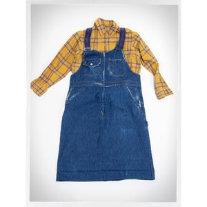 Handmade Overall Dress, Workwear Denim Dress, Reconstructed Dress, Reworked Overall Dress, Boho Fashion, Vintage Fashion, Hippie Fashion