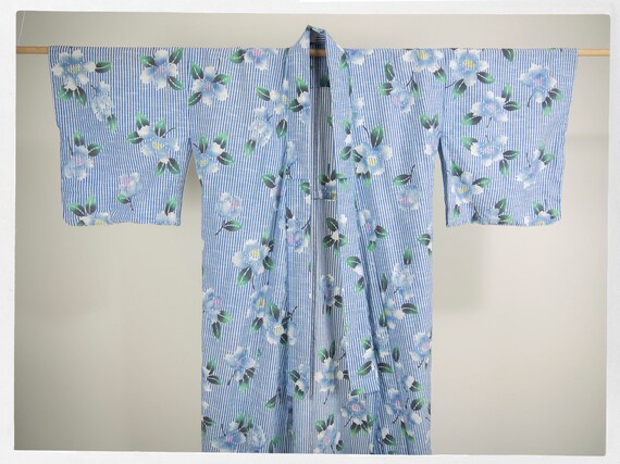 Vintage 90s Cotton Kimono, Japanese Lingerie, Str