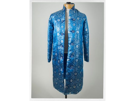 Vintage 80s Coat, Asian Quilted Coat, Brocade Win… - image 1