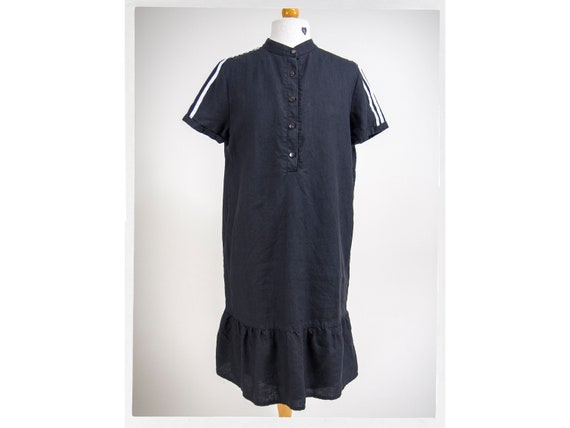 Vintage 90s Dress, 90s Linen Dress, Retro Linen Dr
