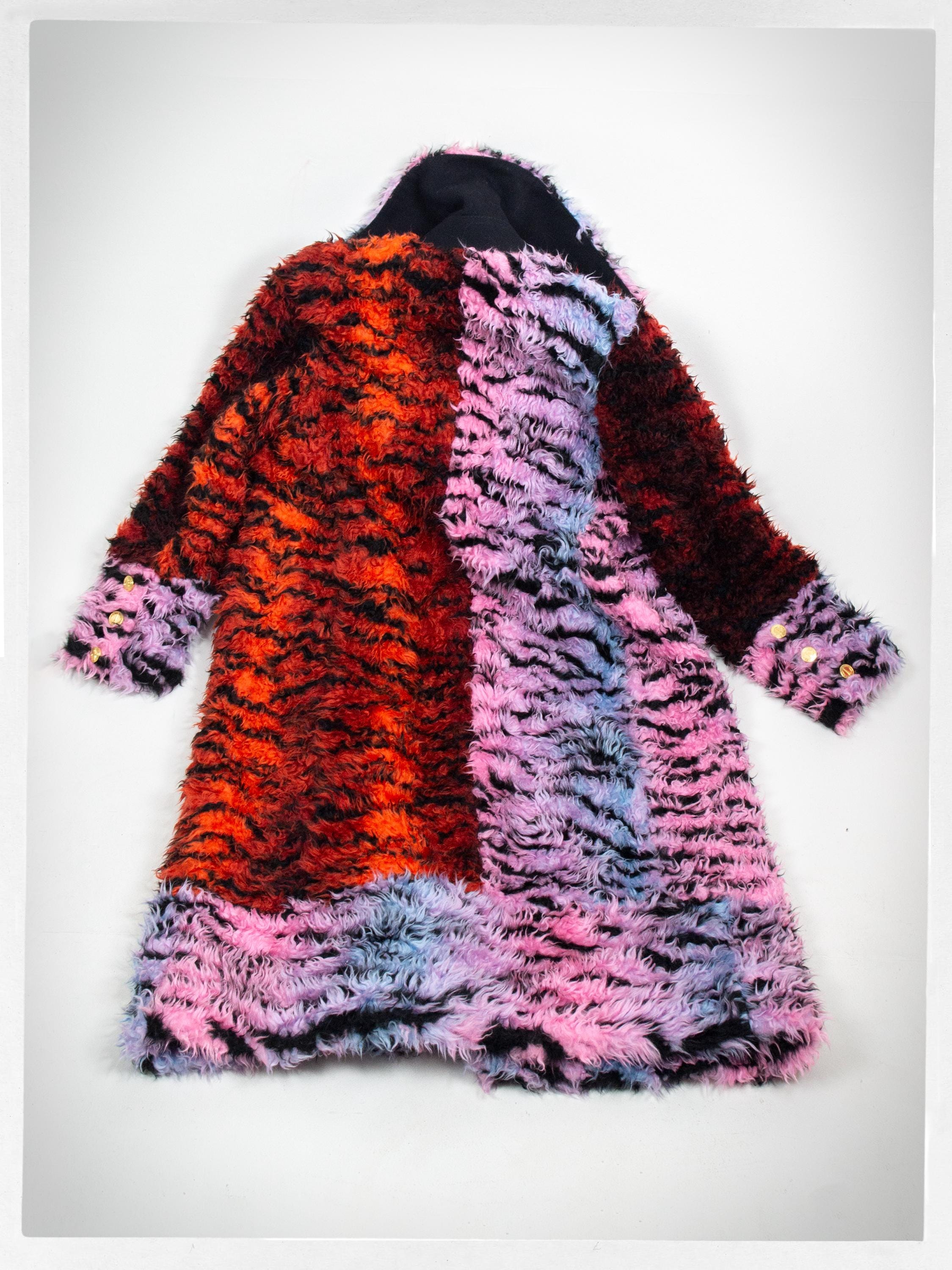 KENZO and H&M Coat, Faux Fur Coat, Pink Abstract Coat, Multi KENZO and H&M Coat, Faux Fur Coat, Pink Abstract Coat, Multi
