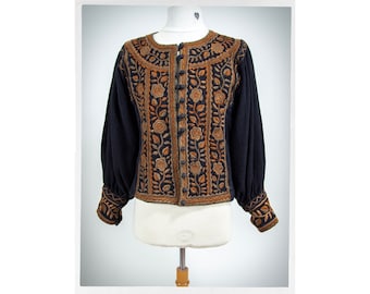 Retro 80s Peasant Blouse, Embroidered Ethnic Jacket, Vintage Fashion, Romantic Fashion, Bohemian Fashion, 80s Handmade Hippie Peasant Blouse