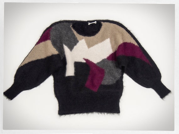 Vintage Knit Sweater, 90s Mohair Wool Jumper, Retr