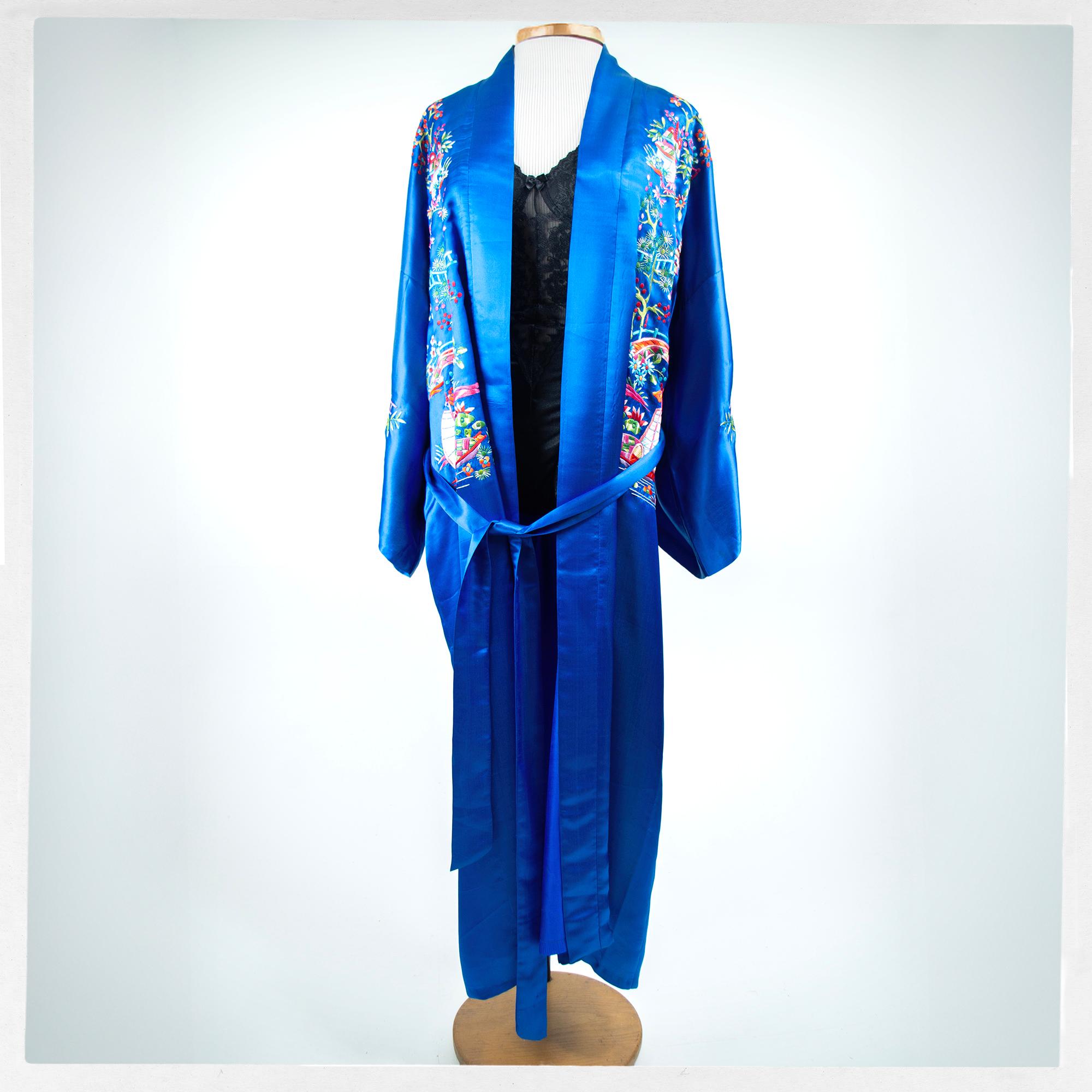Silk Embroidered Dressing Gown