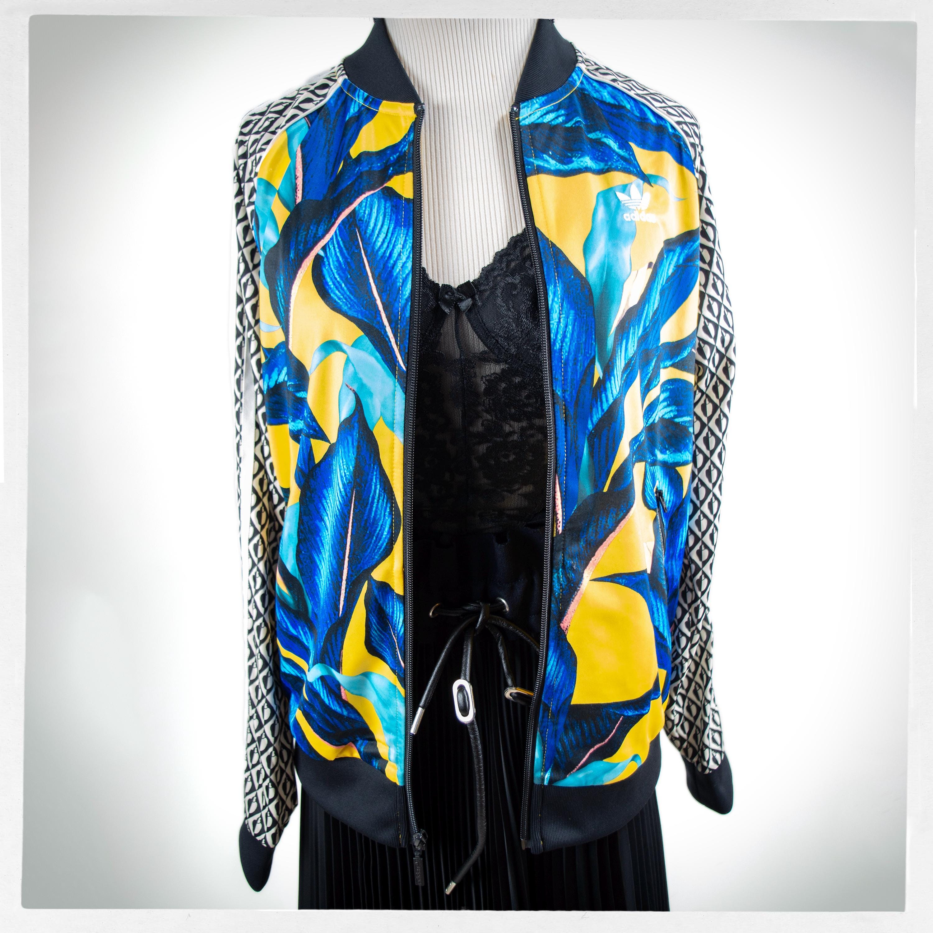 Adidas x farm leaf blue & yellow track jacket new arrivals