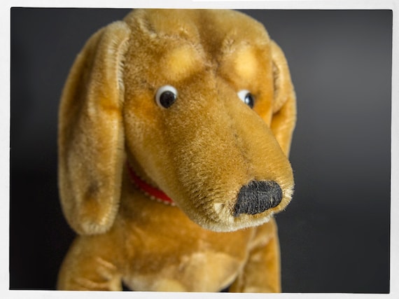 Vintage 60s STEIFF Dog, Cute STEIFF Dachshund, German Wool Mohair