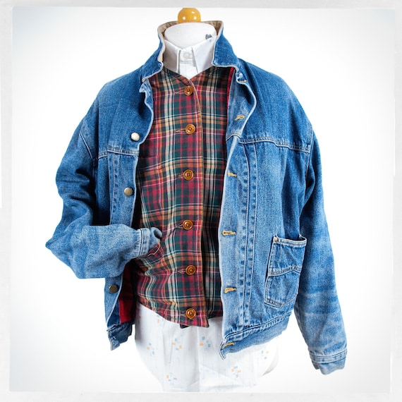 Midwest Traders Denim Chore Jacket — 90s Wool Lined, Made in USA