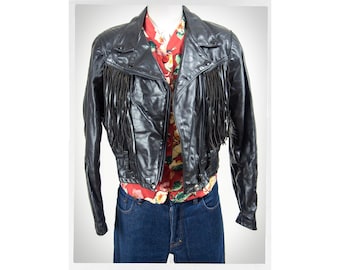 Vintage 80s Motorcycle Jacket, 90s Fringe Jacket, Heavy Metal Jacket, Leather Rocker Jacket, Vintage Fashion, Western Biker Jacket, Rocker