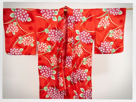 Vintage 90s Cotton Kimono, Japanese Lingerie, Pin