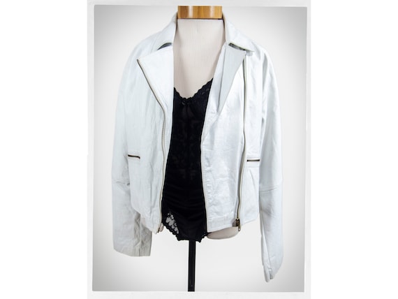 ジャケット・アウター 00s archive white leather jacket 90s White Leather Jacket, Vintage Fashion, 90s Motorcycle Jacket