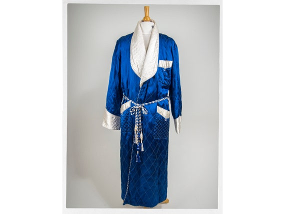 Vintage 50s Robe, Vintage Satin Robe, Quilted Dr