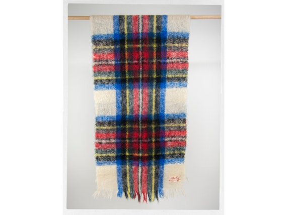 Vintage 80s Wool Scarf, Scottish Wool Shawl, Vinta