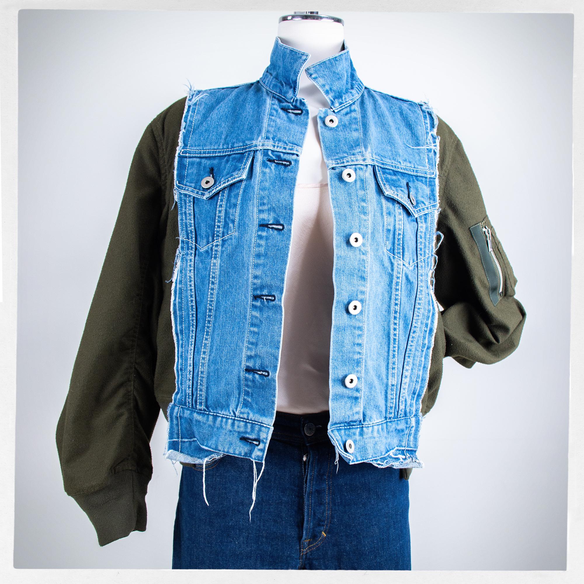 Sacai Reconstructed Bomber Jacket — Denim & Lambswool, Made in