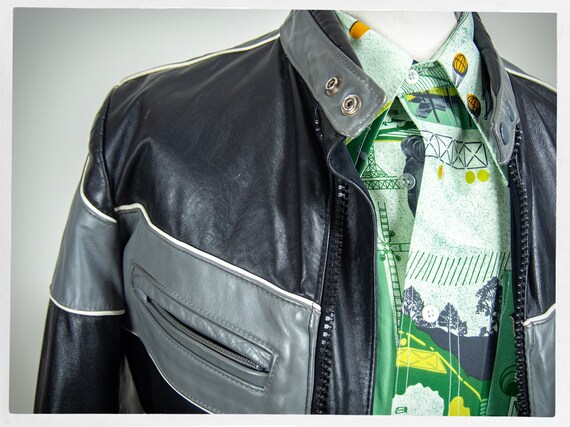 Retro 80s Motorcycle Jacket, 70s Leather Cafe Rac… - image 3