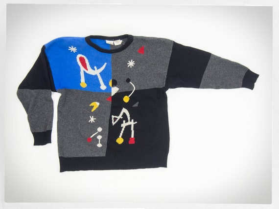 Vintage 80s Sweater, Retro 90s Jumper, 80s Abstrac