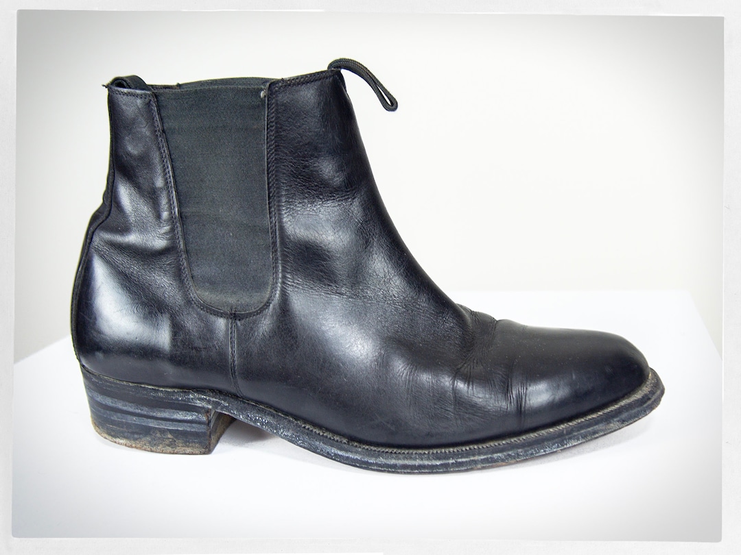 60s〜ia engineer boots vintage US7.5 Vintage 60s SEARS Engineer Boots Black Leather Motorcycle