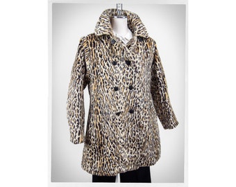 Retro 70s Leopard Coat, Faux Fur Coat, 70s Faux Fur Coat, Animal Print Coat, 70s Winter Coat, Rockabilly Coat, Vintage Fashion, Pin Up Coat