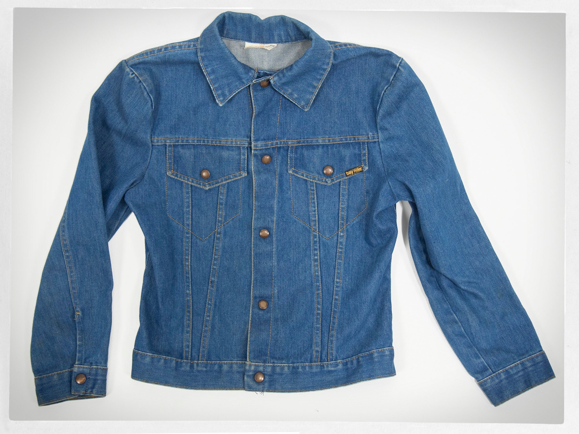 Vintage 80s Jean Jacket, 70s Denim Jacket, BAY RIDER Jean Jacket