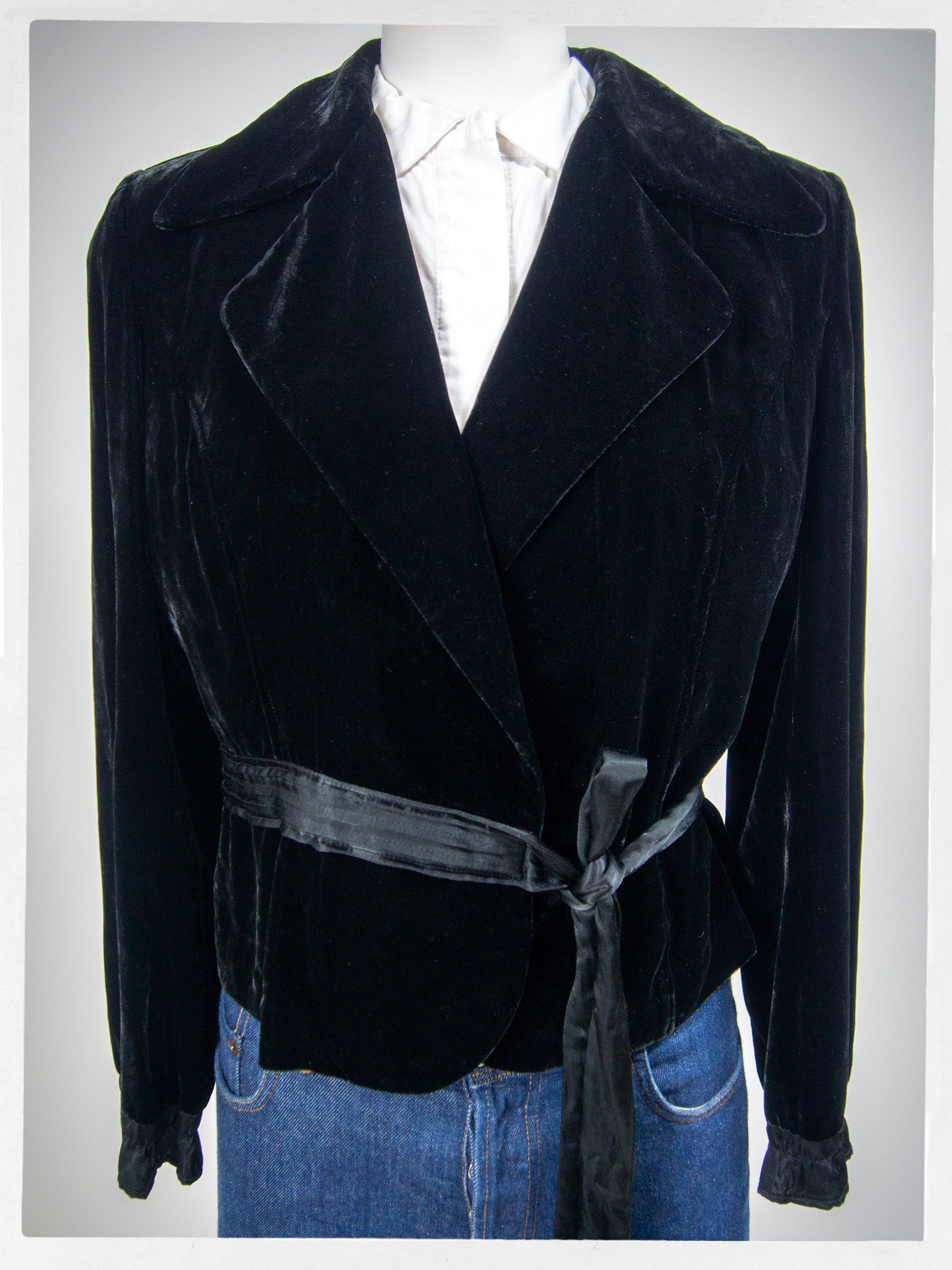 90s Velvet Jacket, Black Velvet Jacket, Silk Velvet Blazer, 90s