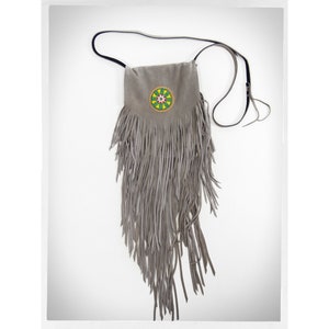 Cartable des Premières Nations, Art des peuples autochtones, Sac en cuir des Premières Nations, Sac en cuir à franges, Sac fait à la main, Sacoche faite à la main, Cartable perles