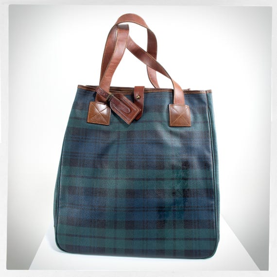 Retro 90s Ralph Lauren Bag, 80s POLO Bag, Tartan POLO Tote Bag