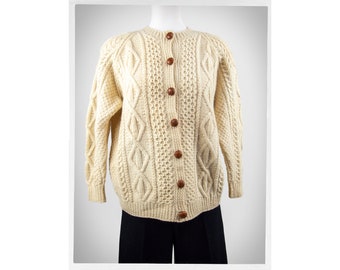 Vintage Wool Cardigan, Fisherman Knit Cardigan, Hand Knit Cardigan, Vintage Fashion, Street Fashion, Vintage Hand Knit Sweater, Boho Fashion