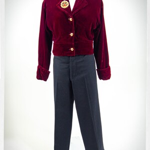 Retro 90s Velvet Jacket, Burgundy Jacket, Cocktail Jacket, Vintage Fashion, Boho Chic Fashion, Romantic Fashion, Silky Velvet Jacket, Y2K bild 2