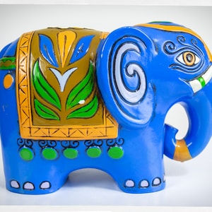 Vintage 60s Coin Banks, PRIDE Bank, Hand Crafted Coin Banks, 60s Psychedelic Elephant, Made in Japan, Hand Painted Coin Bank, Mid Century
