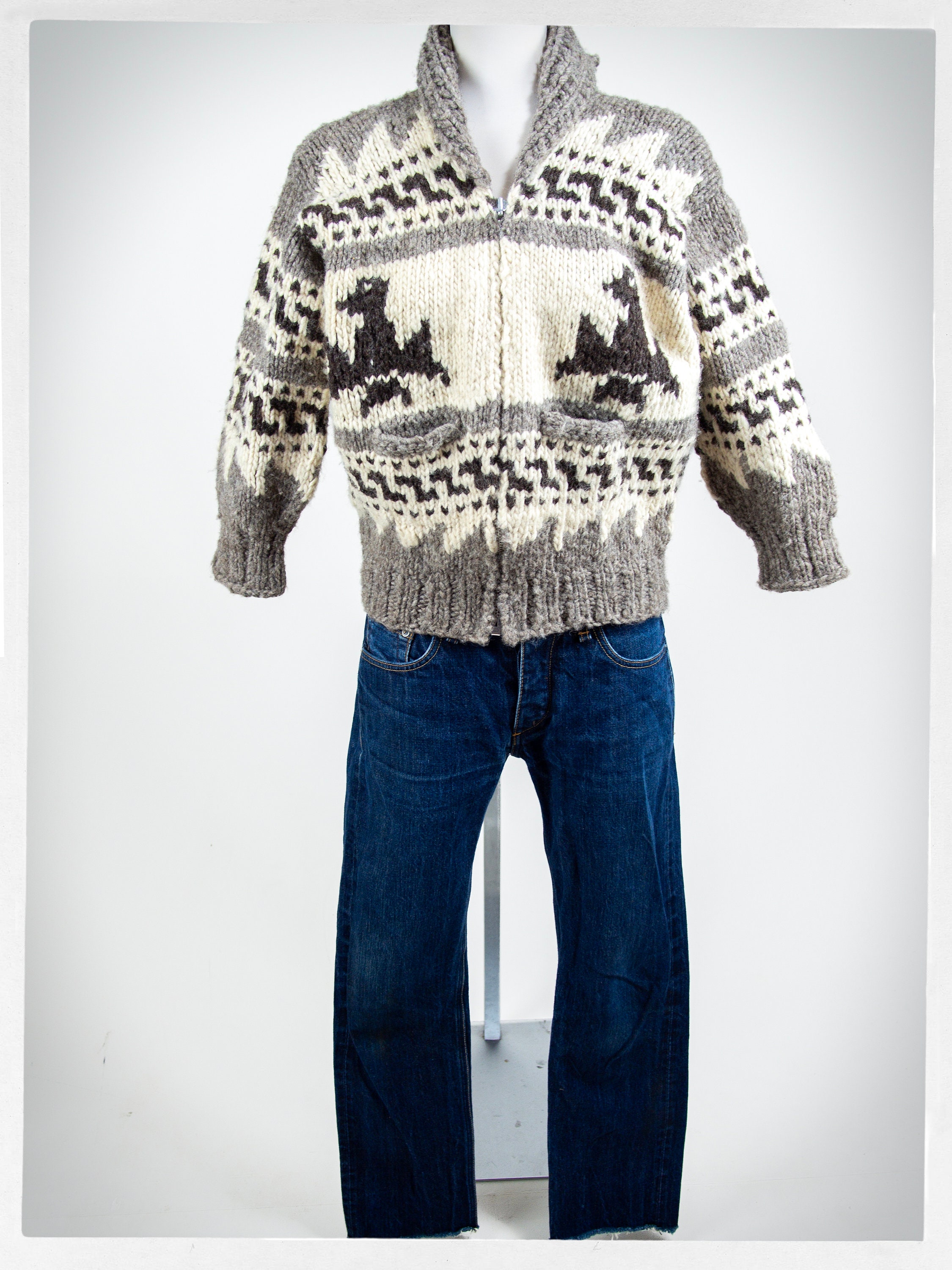 90s Knit COWICHAN SWEATER, Handmade Wool Jumper, West Coast