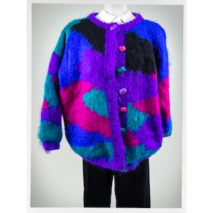 Retro 80s Mohair Sweater, Wool Mohair Cardigan, Vintage Fashion, Boho Chic Fashion, Vintage Fashion, Oversized Mohair Cardigan, Y2K Fashion