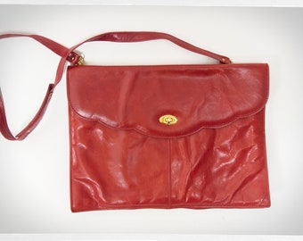 Retro 80s Satchel, 70s Red Leather Satchel, 80s Shoulder Bag, 90s Statement Bag, 80s Red Shoulder Bag, Vintage Fashion, Vintage Purse, Boho