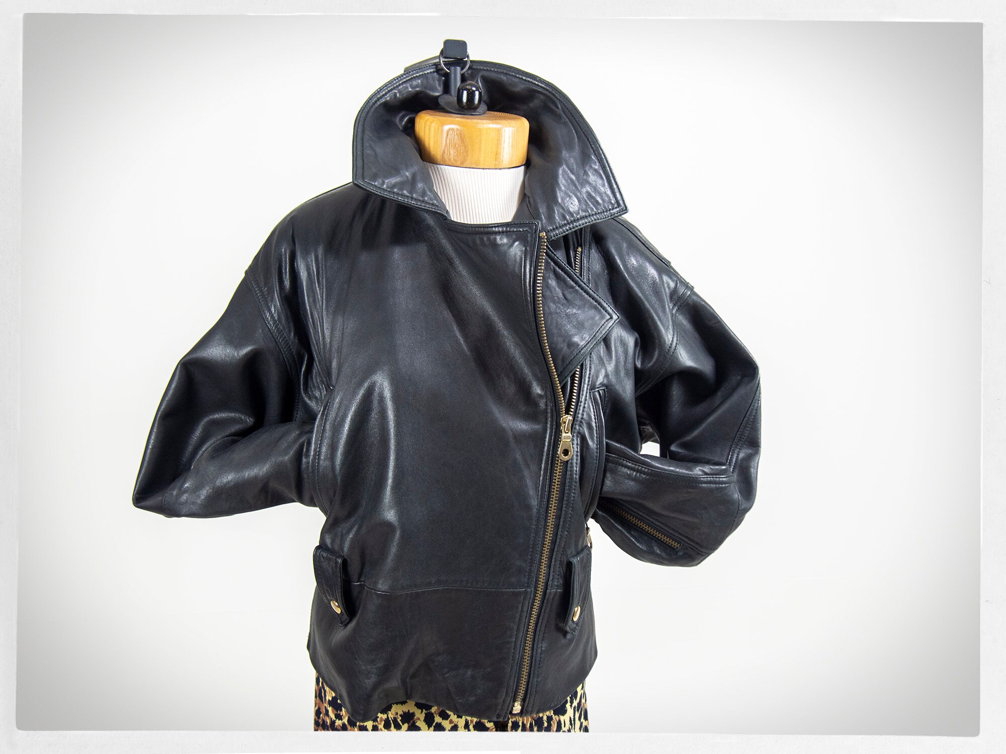 Retro 90s Leather Jacket, 80s Motorcycle Jacket, Biker