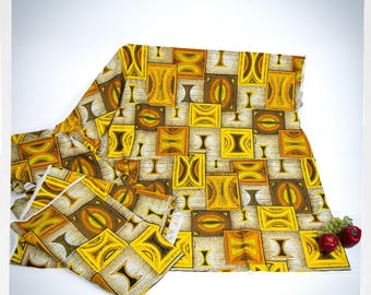 Vintage 60s Fabric, Mid Century Decor, 70s Abstract Fabric, Vintage Fabric, Barkcloth TIKI Fabric, 70s GEOMETRIC Fabric, 60s Abstract Fabric