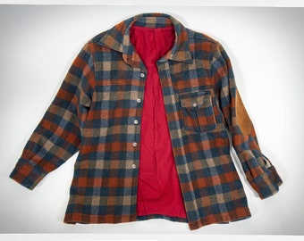 Vintage 80s Check Jacket, Mens Plaid Wool Jacket, Wool Plaid