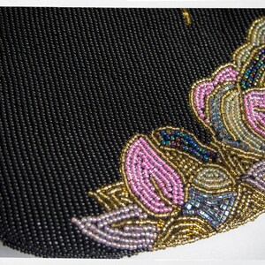 Vintage 80s beaded handbag in an ART NOUVEAU style, designed by HATO HASI, Japan. Luxury Resale Boutique. Online Consignment Store. Vintage Clothing for Ladies.