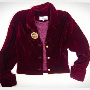 Retro 90s Velvet Jacket, Burgundy Jacket, Cocktail Jacket, Vintage Fashion, Boho Chic Fashion, Romantic Fashion, Silky Velvet Jacket, Y2K bild 9