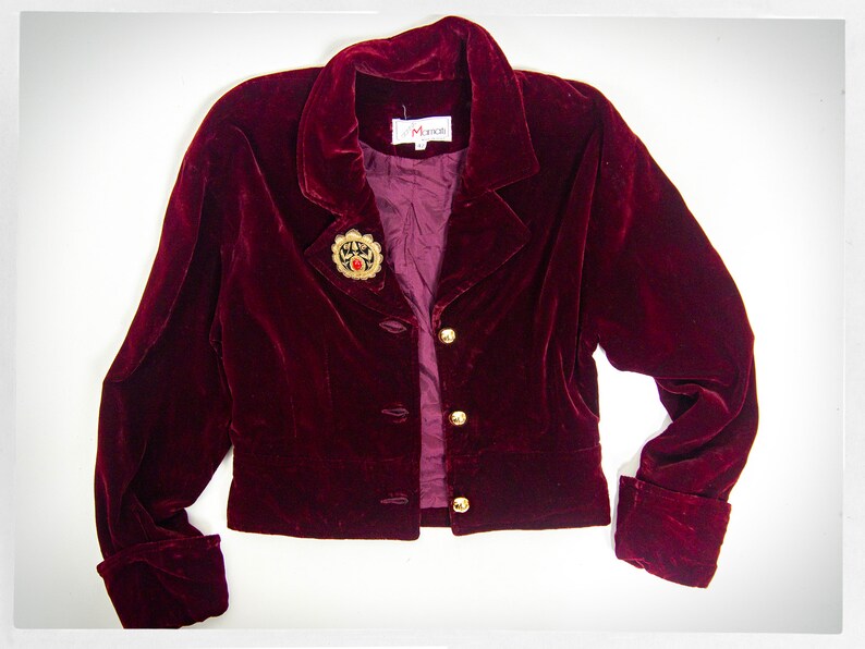 Retro 90s Velvet Jacket, Burgundy Jacket, Cocktail Jacket, Vintage Fashion, Boho Chic Fashion, Romantic Fashion, Silky Velvet Jacket, Y2K bild 9